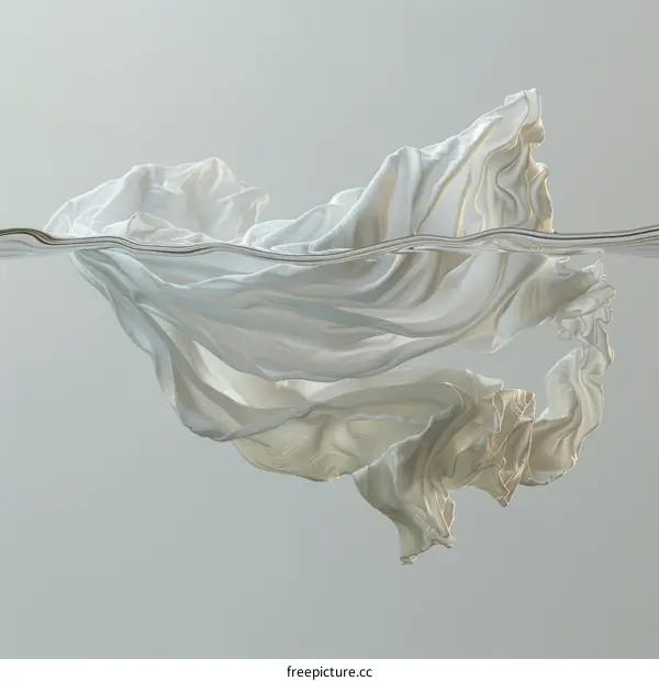 White Fabric Flowing Underwater