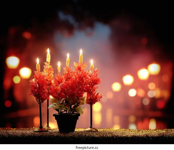 Beautiful Decorative Candles in a Night Scene