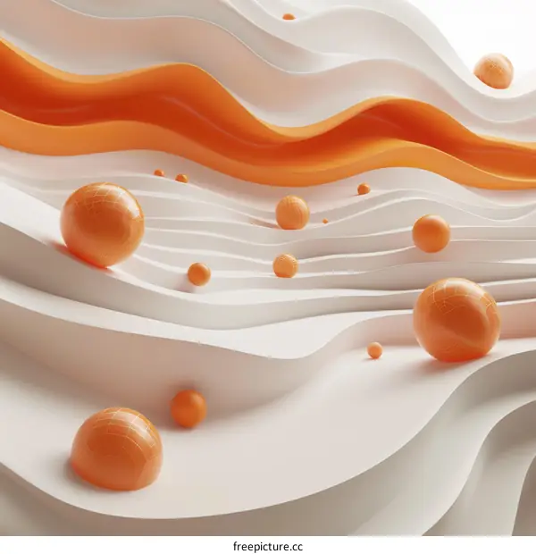 Abstract Geometric Wave Background with Orange Balls