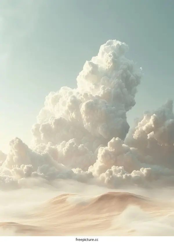 Vast White Clouds Over Desert