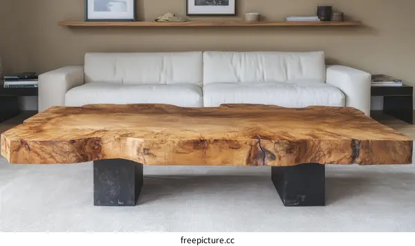 Modern Rustic Wooden Coffee Table in Living Room