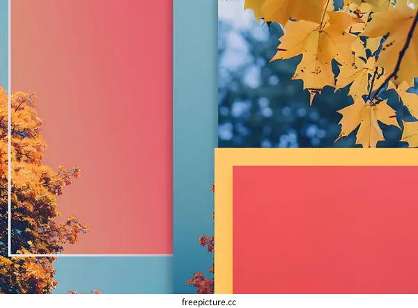 Autumn Leaves Collage in Warm Colors