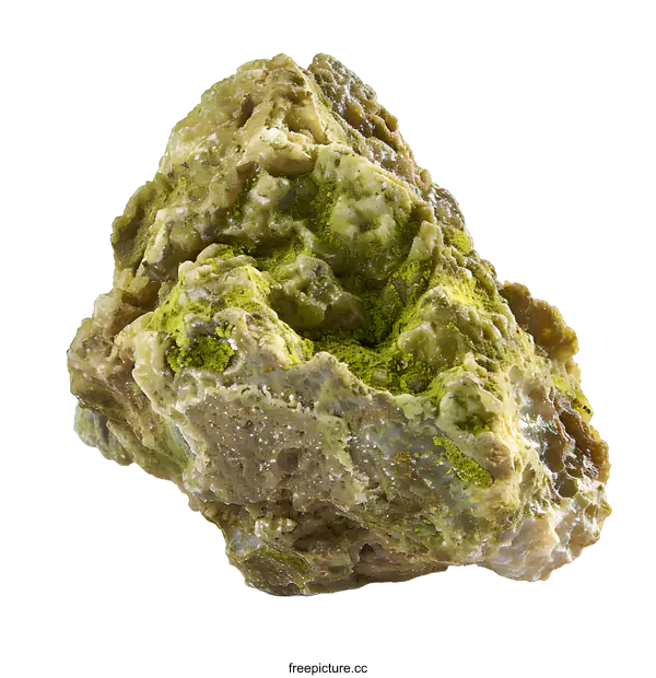 [Transparent Background PNG]Green Moss Covered Stone Isolated on White Background