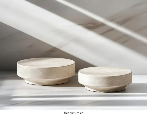 Beige Marble Display Stands on Marble Background