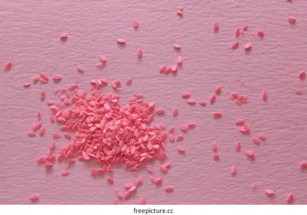 Pink Small Leaf Shaped Sprinkles on Pink Background