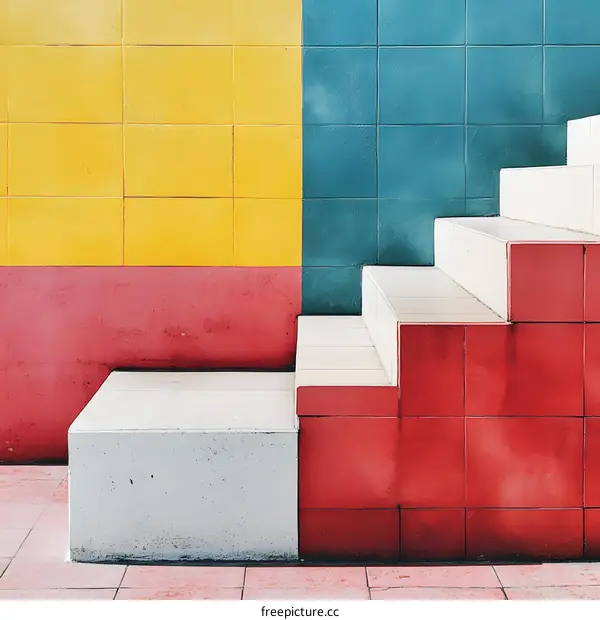 Colorful Tile Stairway Abstract Architecture