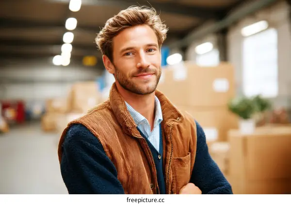 Warehouse Worker Portrait in Industrial Setting