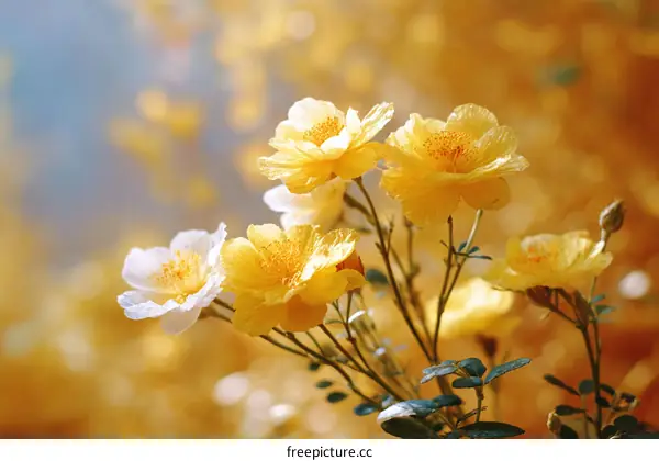 Beautiful Yellow and White Flowers in Soft Focus