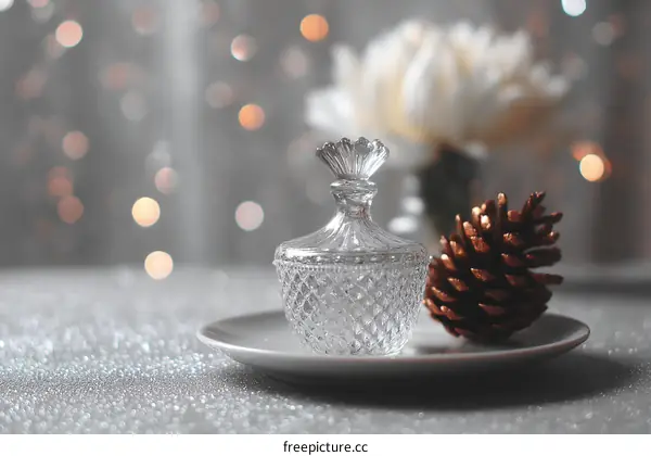 Elegant Winter Table Setting with Glass Ornament