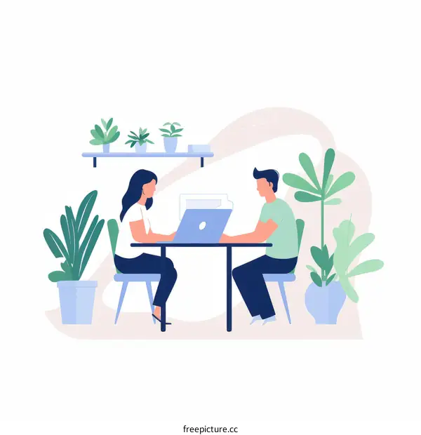 Two people having a meeting in an office