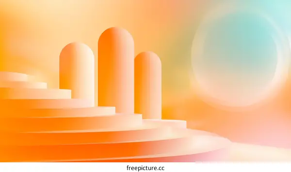 Abstract Pastel Steps and Cylinders