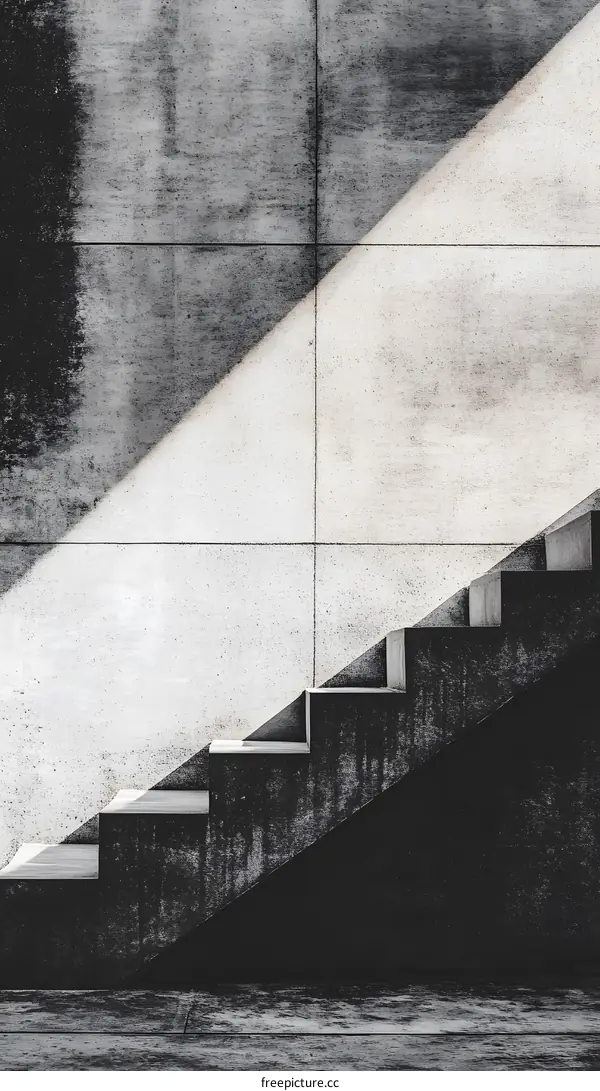 Concrete Stairs Leading Up To A White Wall