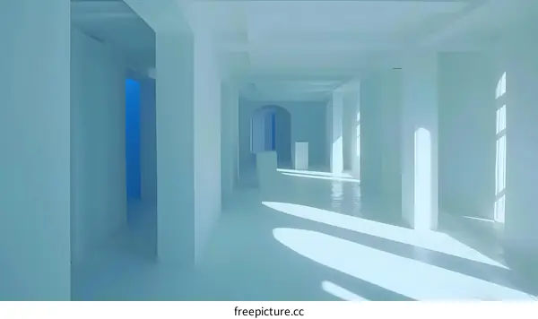 Minimalist White Interior Corridor with Light