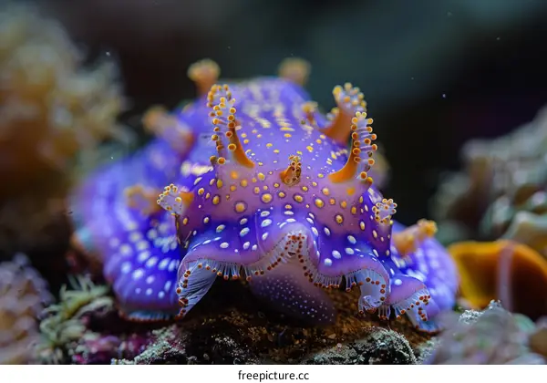 Purple Sea Slug and White Dots