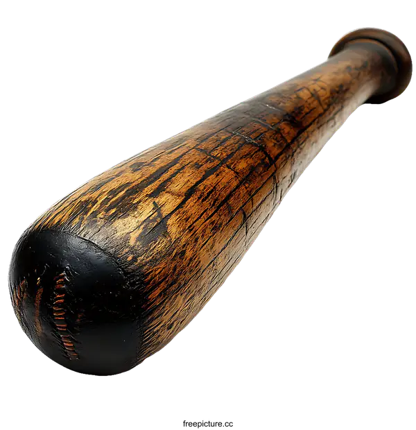 [Transparent Background PNG]Antique Wooden Baseball Bat Close-up