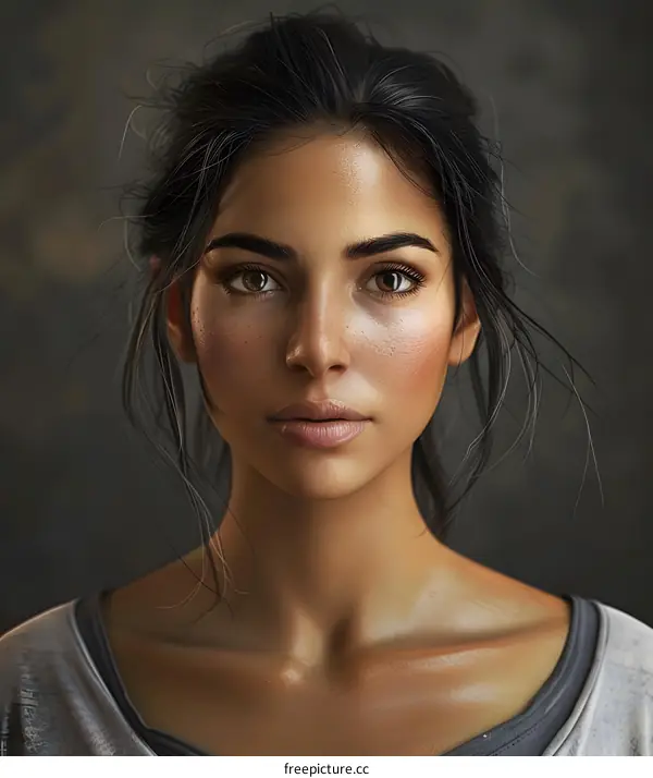 Portrait of a Young Woman With Brown Hair and Brown Eyes