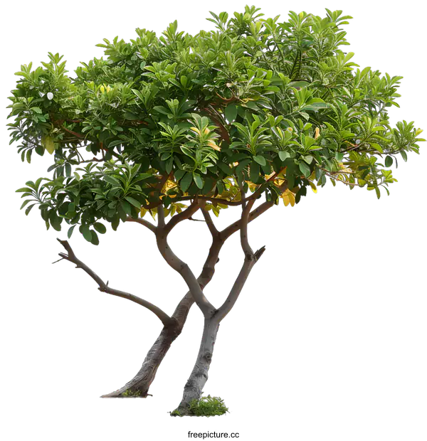 [Transparent Background PNG]Green Tree With Branches Isolated On White Background