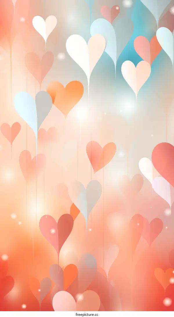 Pink peach hearts on a peach background.
