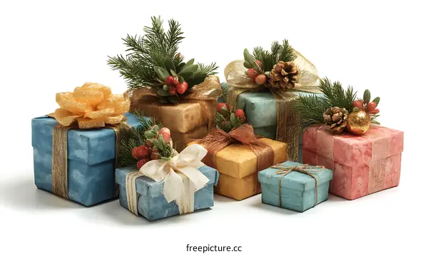 Christmas Gift Boxes in Various Colors