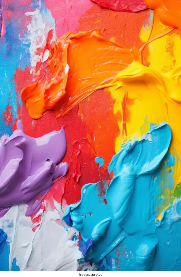 Colorful abstract painting with thick oil paint