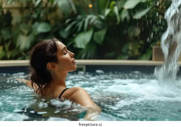 Relaxing in a hot tub