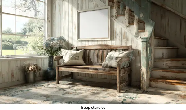 Rustic Farmhouse Interior Design with Wooden Staircase