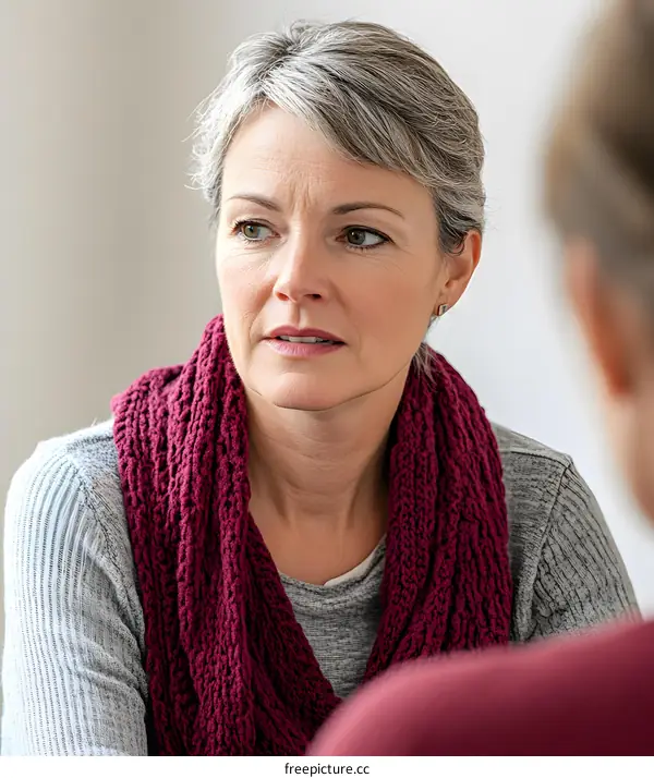 Closeup Portrait of a Woman Listening to Someone