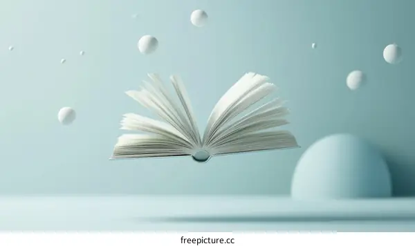 Floating Open Book in Minimalist Style
