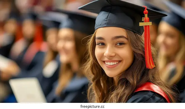 Graduation Ceremony Smiling Graduate Portrait