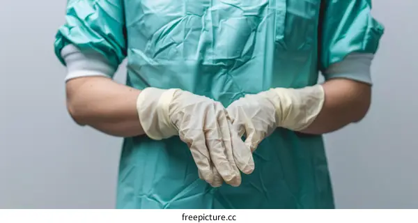 Surgeon with gloves on
