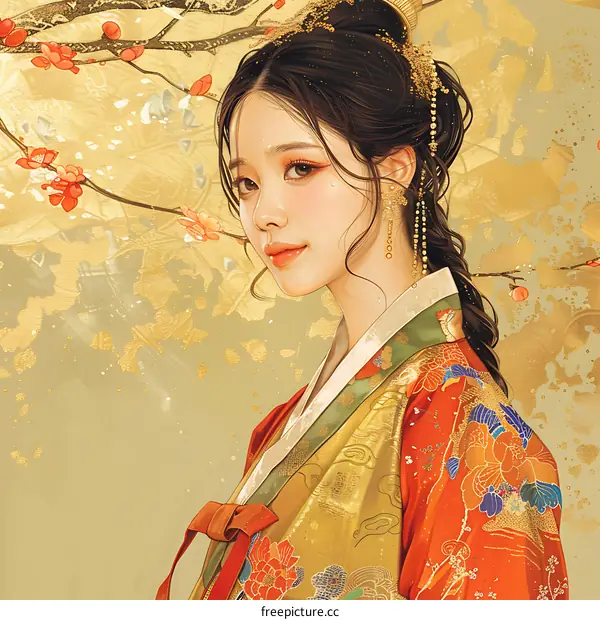 A beautiful Korean woman in traditional dress