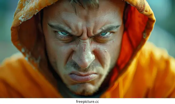 Close Up Angry Man Portrait