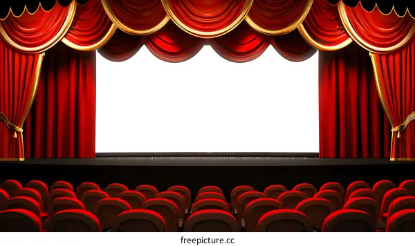 Red Curtains and Seats Theater Stage