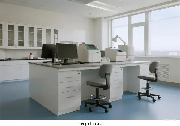 Modern laboratory with scientific equipment and workspace