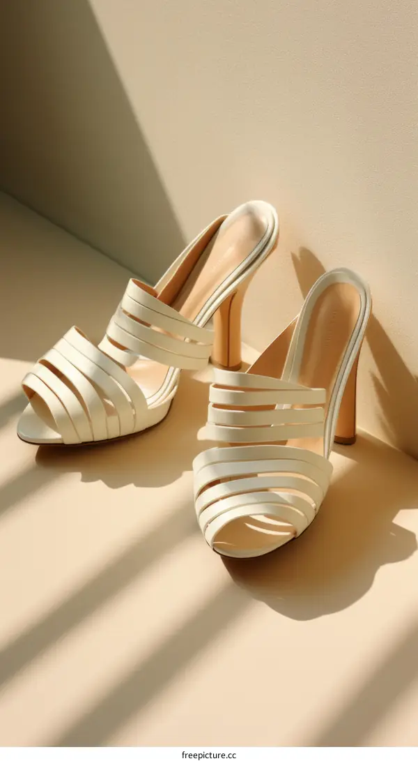 Elegant white leather high heels