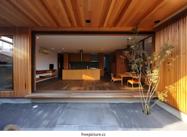 Modern Japanese Home with Wooden Exterior and Interior Design