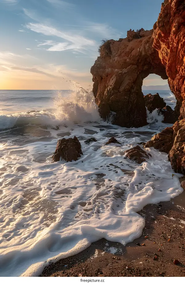 Golden Hour Waves Crashing on the Shore