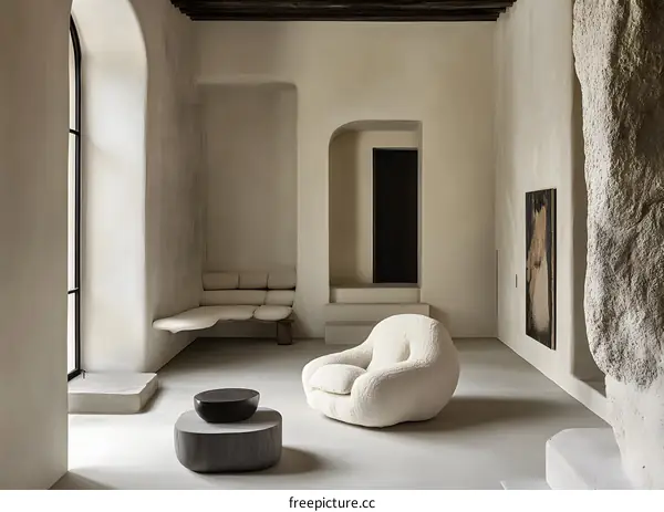 Minimalist Interior Design With White Walls And Comfortable Furniture