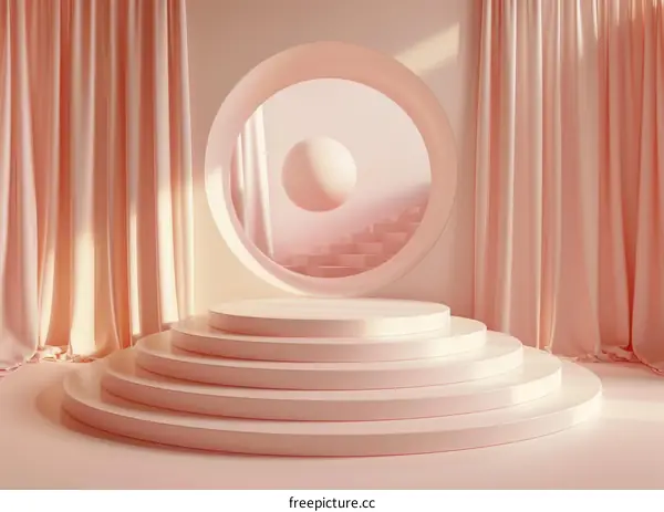 Pink Geometric Arch Stairs Background