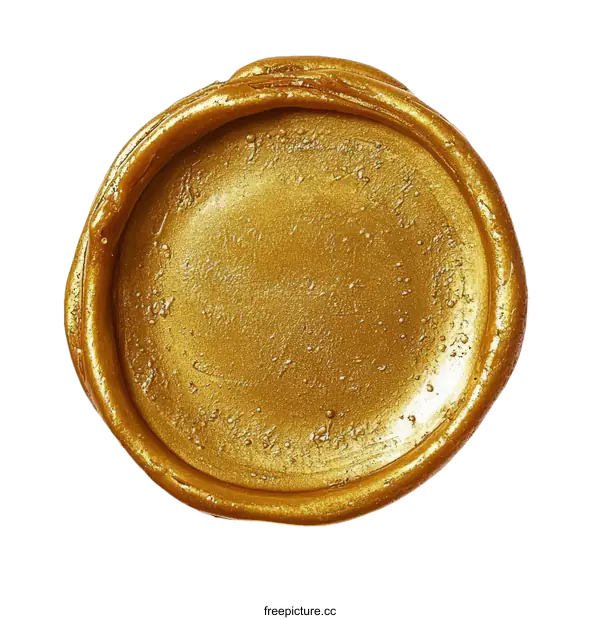 [Transparent Background PNG]Golden Seal Impression on White Background