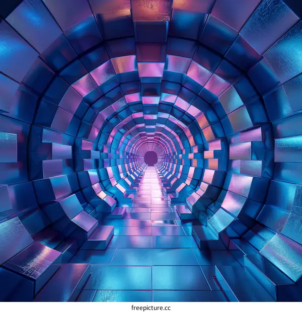 Futuristic Corridor with Neon Lights