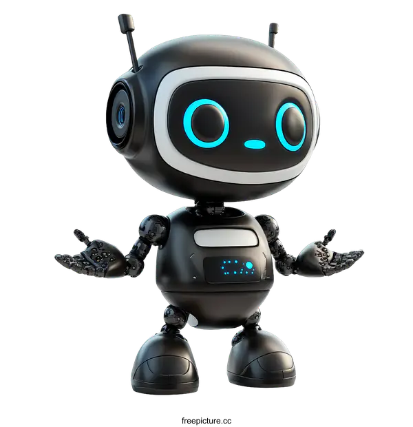 [Transparent Background PNG]Cute Black Robot Illustration