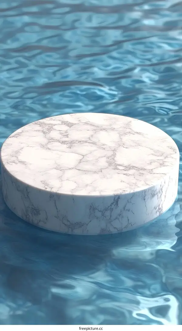 Marble Circle Display Stand on Water Background