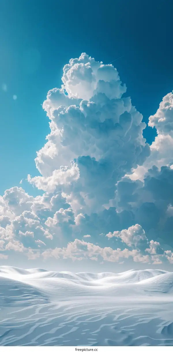White Clouds Over Snowy Desert