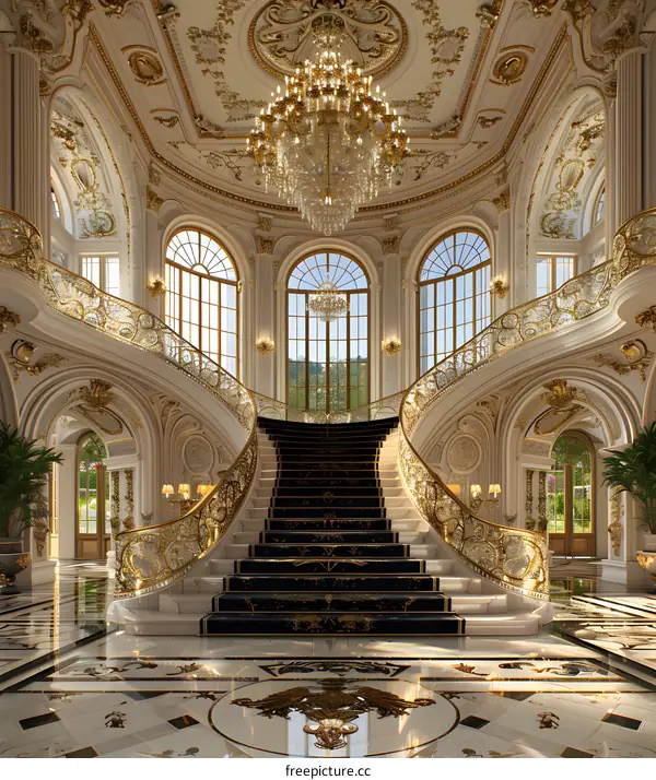 Grand Staircase in a Luxurious Mansion