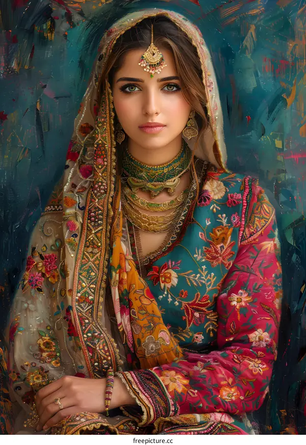 Portrait of a beautiful Indian woman in traditional dress
