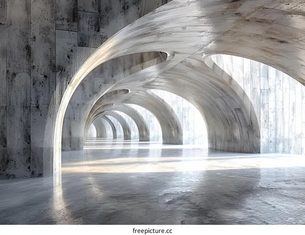 Futuristic Concrete Structure with Vaulted Arches