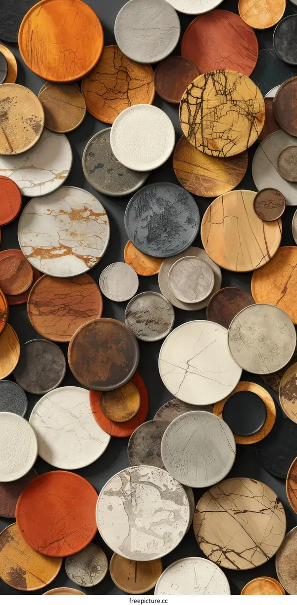 Plates in Round Shapes with Colorful Patterns