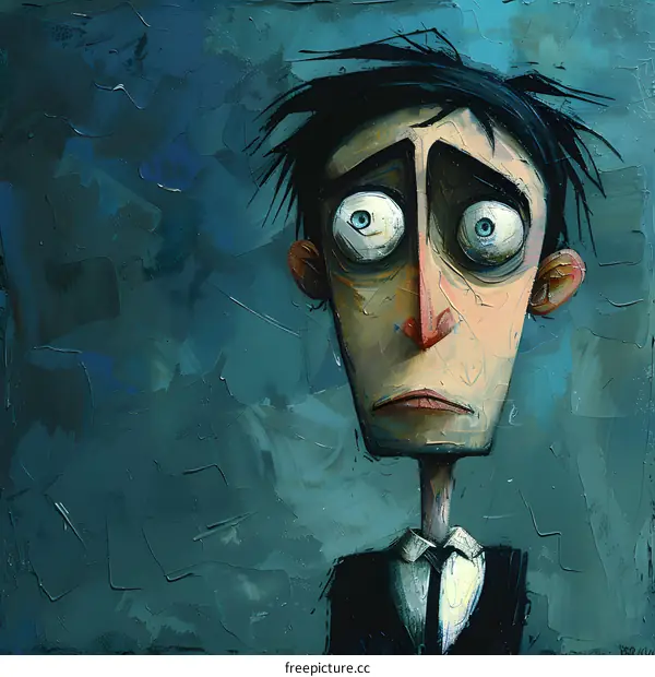 A painting of a man with a sad expression on his face