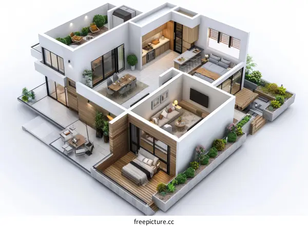 Modern House Floor Plan Illustration